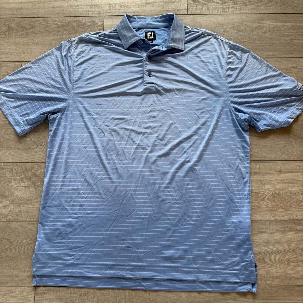 FootJoy Golf Polo Mens XL Light Blue White